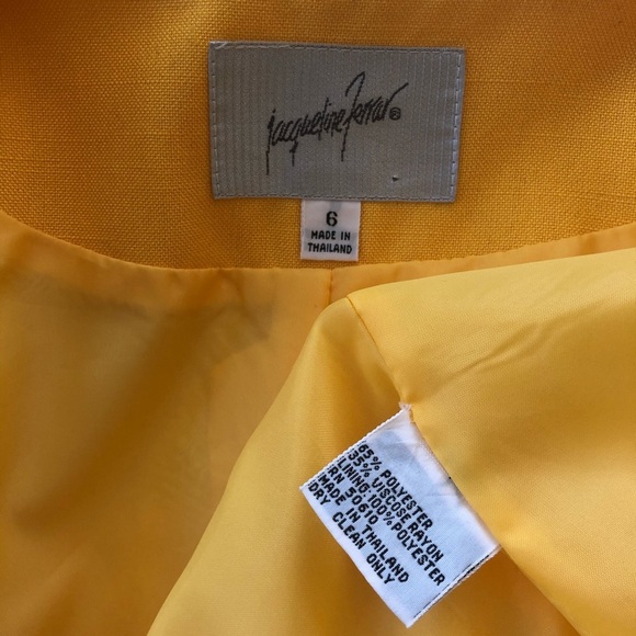 VINTAGE JACQUELINE FERRAR BRIGHT YELLOW 3-BUTTON BLAZER 6 - Picture 6 of 6